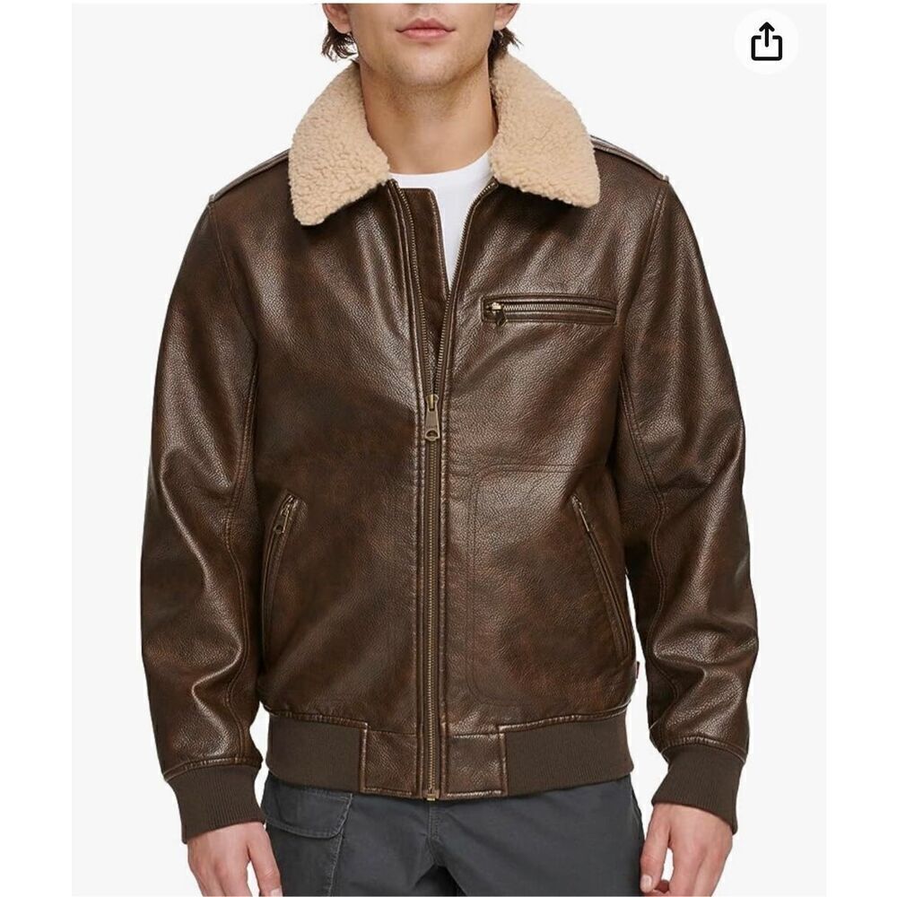 Levi's Brown Bomber Jacket with Cream Sherpa Collar